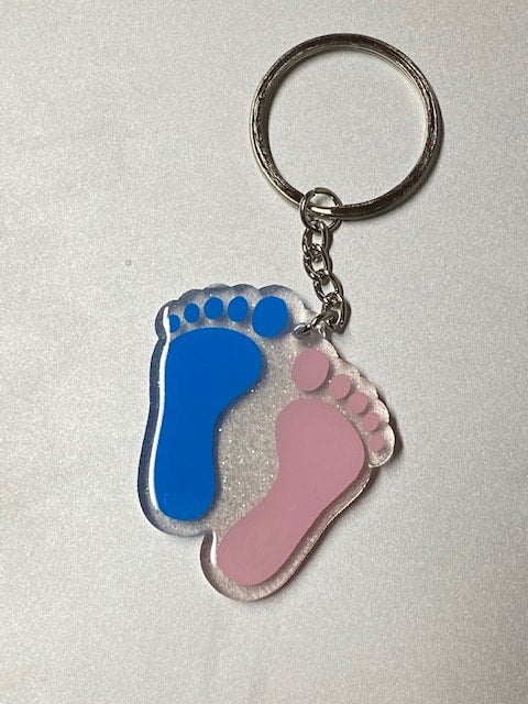 Combo Sale Badge Reel Keychain Combo Baby Feet PERSONALIZED You